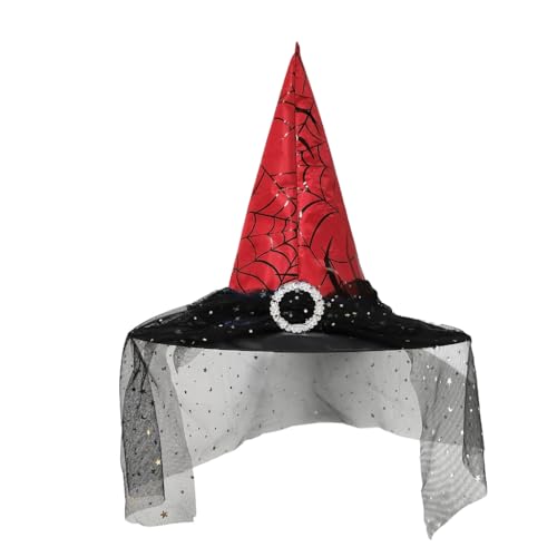 KINSPON Halloween-Hexenhut mit Fransen aus Spitze, Party-Zaubererhut, Uni, spitzer Hexenhut, Erwachsene, Kinder, Cosplay, Kostüm, Kopfbedeckung KINSPON Halloween-Hexenhut mit Fransen aus Spitze, Party-Zaubererhut, Uni, spitzer Hexenhut, Erwachsene, Kinder, Cosplay, Kostüm, Kopfbedeckung von KINSPON