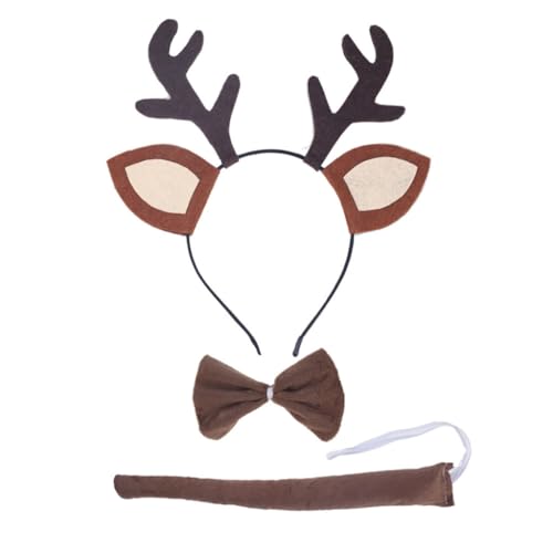 KINSPON Weihnachtliches Hirsch-Cosplay-Kostüm für Kinder, Mädchen, Rentier, Stirnband/Schwanz/Rock/Schleife, Halloween-Rollenspiel-Anzug KINSPON Weihnachtliches Hirsch-Cosplay-Kostüm für Kinder, Mädchen, Rentier, Stirnband/Schwanz/Rock/Schleife, Halloween-Rollenspiel-Anzug von KINSPON
