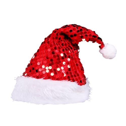 KINSPON Weihnachtsmützen mit Pailletten, weiße Krempe, für Weihnachten, Festival, Party, Neujahr, Kopfbedeckung, Weihnachtsmann-Kostüm-Zubehör KINSPON Weihnachtsmützen mit Pailletten, weiße Krempe, für Weihnachten, Festival, Party, Neujahr, Kopfbedeckung, Weihnachtsmann-Kostüm-Zubehör von KINSPON