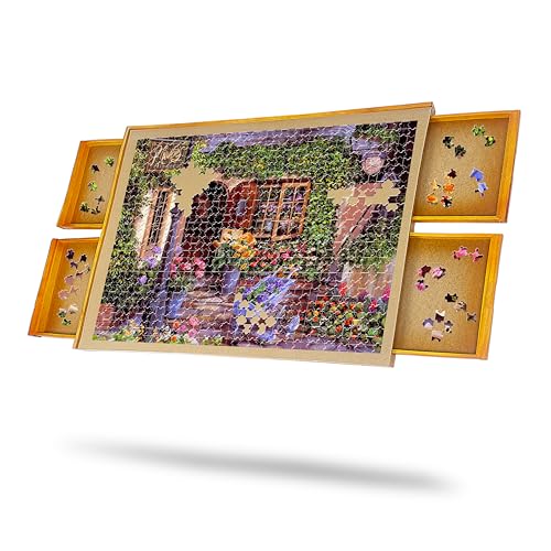 KINSPORY Puzzletisch, Puzzlebrett mit Aufbewahrungsschubladen, Puzzle-Schreibtisch Perfekt für Puzzelfreunde Für Kinder und Erwachsene von KINSPORY