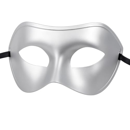 Einfache silberne venezianische Maske maskiert Mann Kostüm Erwachsener Karneval Halloween Verkleidung Accessoires Einfache silberne venezianische Maske maskiert Mann Kostüm Erwachsener Karneval Halloween Verkleidung Accessoires von KIRALOVE