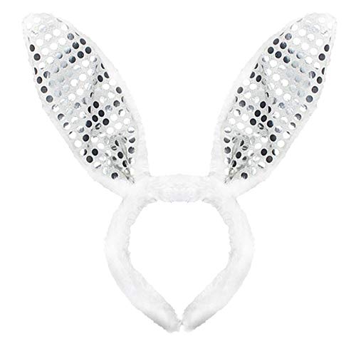 KIRALOVE Stirnband hasenohren pailletten verkleidung erwachsene frauen männer kinder silber karneval halloween geburtstagsfeier jubiläum geschenkidee für die feiertage KIRALOVE Stirnband hasenohren pailletten verkleidung erwachsene frauen männer kinder silber karneval halloween geburtstagsfeier jubiläum geschenkidee für die feiertage von KIRALOVE