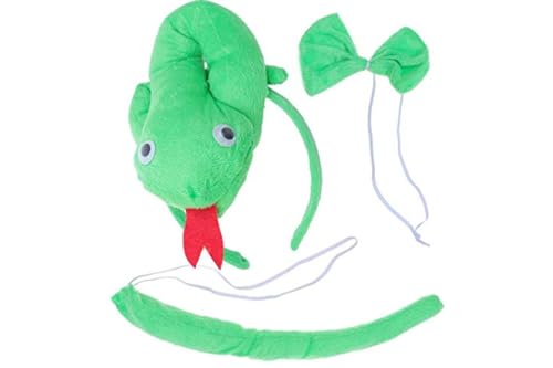 Schlange Haarreif Schwanz Fliege Tierkostüm Damen Halloween Karneval Cosplay Zubehör Geschenkidee Reptil Kreativ von KIRALOVE