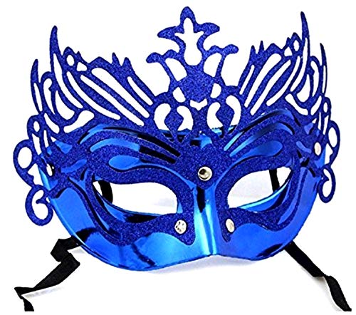 KIRALOVE Venezianische Maske für kostüm - Theater - Frau Verkleidet - Halloween - Karneval - edel - Glitzer - blau - Erwachsene - mädchen - originelle Geschenkidee Glitter von KIRALOVE