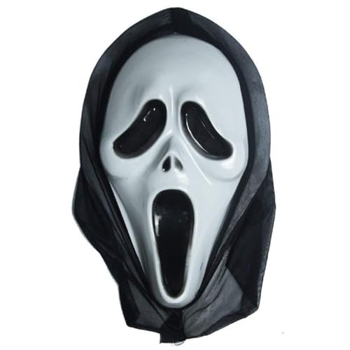 Weiße Scream Maske Killer Kostüm Mann Frau Kinder Karneval Halloween Verkleidung Monster Horror Geschenk von KIRALOVE