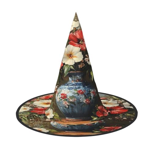 Blumen in Vase Hexenhut für Halloween, Hexenhut für Kinder und Frauen, ideal für Halloween Party und Kostüme von KIRROWE