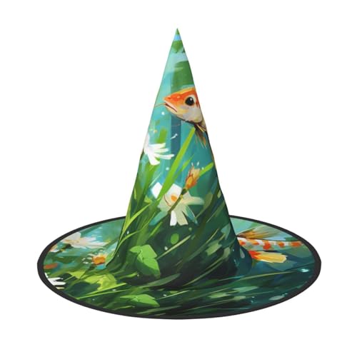Blumen und Fisch Hexenhut für Halloween, Hexenhut für Kinder und Frauen, ideal für Halloweenparty und Kostüme von KIRROWE
