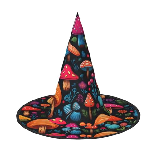 Bunte Pilze Hexenhut für Halloween, Hexenhut für Kinder und Frauen, ideal für Halloween Party und Kostüme von KIRROWE