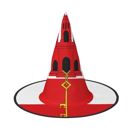 Flagge Gibraltar Halloween Hexenhut für Kinder und Frauen, ideal für Halloweenparty und Kostüme von KIRROWE