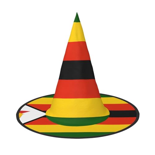 Flagge Simbabwe Halloween Hexenhut Hexenhut für Kinder und Frauen, ideal für Dekorationen und Halloweenparty Kostüme Flagge Simbabwe Halloween Hexenhut Hexenhut für Kinder und Frauen, ideal für Dekorationen und Halloweenparty Kostüme von KIRROWE