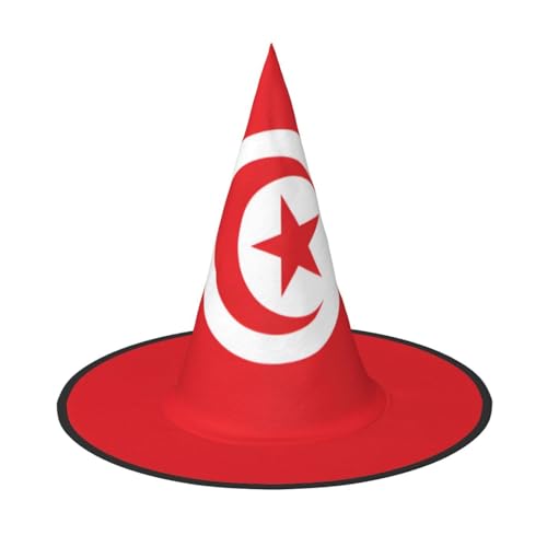 Flagge Tunesien Halloween Hexenhut für Kinder und Frauen, ideal für Halloweenparty und Kostüme von KIRROWE