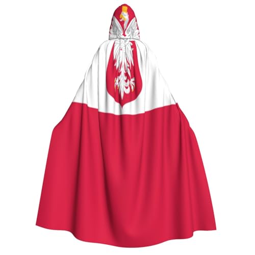 KIRROWE Flagge Polens Kapuzenumhang für Erwachsene – perfektes Kostüm für Halloween-Cosplays und Motto-Partys KIRROWE Flagge Polens Kapuzenumhang für Erwachsene – perfektes Kostüm für Halloween-Cosplays und Motto-Partys von KIRROWE