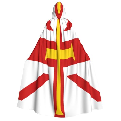 KIRROWE Kapuzenumhang mit Flagge der Guernsey-Inseln für Erwachsene – perfektes Kostüm für Halloween-Cosplays und Motto-Partys von KIRROWE