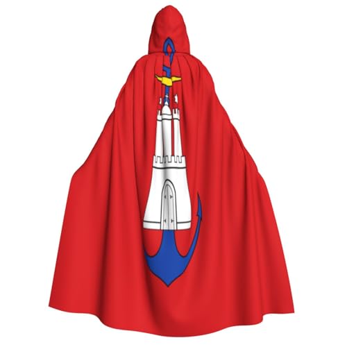 KIRROWE Kapuzenumhang mit Hamburger Flagge für Erwachsene – perfektes Kostüm für Halloween-Cosplays und Mottopartys KIRROWE Kapuzenumhang mit Hamburger Flagge für Erwachsene – perfektes Kostüm für Halloween-Cosplays und Mottopartys von KIRROWE