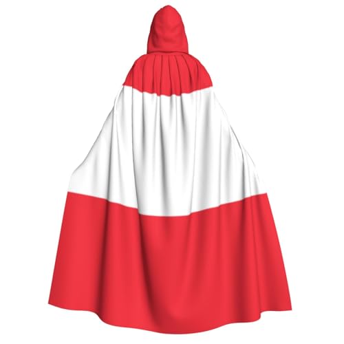 KIRROWE Kapuzenumhang mit Österreichischer Flagge für Erwachsene – perfektes Kostüm für Halloween-Cosplays und Mottopartys von KIRROWE