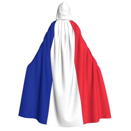 KIRROWE Kapuzenumhang mit französischer Flagge für Erwachsene – perfektes Kostüm für Halloween, Cosplays und Mottopartys KIRROWE Kapuzenumhang mit französischer Flagge für Erwachsene – perfektes Kostüm für Halloween, Cosplays und Mottopartys von KIRROWE