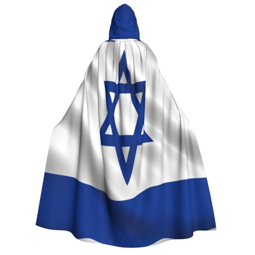 KIRROWE Kapuzenumhang mit israelischer Flagge für Erwachsene – perfektes Kostüm für Halloween, Cosplays und Mottopartys von KIRROWE