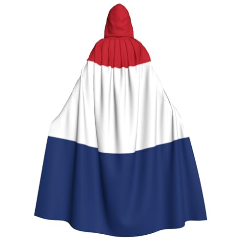 KIRROWE Kapuzenumhang mit niederländischer Flagge für Erwachsene – perfektes Kostüm für Halloween, Cosplays und Mottopartys KIRROWE Kapuzenumhang mit niederländischer Flagge für Erwachsene – perfektes Kostüm für Halloween, Cosplays und Mottopartys von KIRROWE