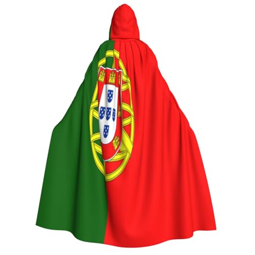KIRROWE Kapuzenumhang mit portugiesischer Flagge für Erwachsene – perfektes Kostüm für Halloween-Cosplays und Mottopartys KIRROWE Kapuzenumhang mit portugiesischer Flagge für Erwachsene – perfektes Kostüm für Halloween-Cosplays und Mottopartys von KIRROWE