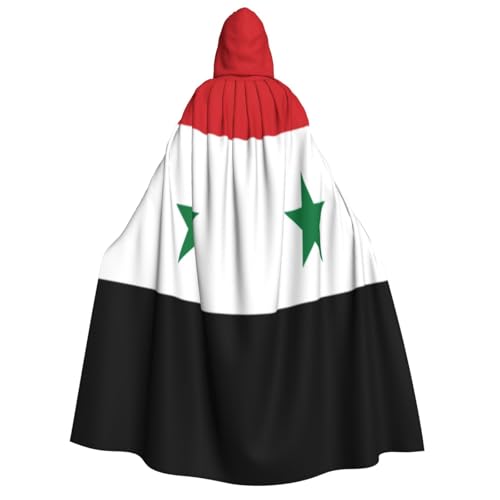 KIRROWE Kapuzenumhang mit syrischer Flagge für Erwachsene – perfektes Kostüm für Halloween-Cosplays und Mottopartys von KIRROWE