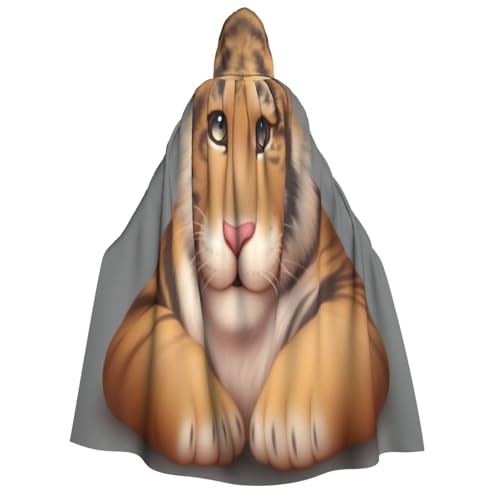 KIRROWE Süßer kleiner Tiger Kapuzenumhang für Erwachsene – perfektes Kostüm für Halloween-Cosplays und Mottopartys von KIRROWE