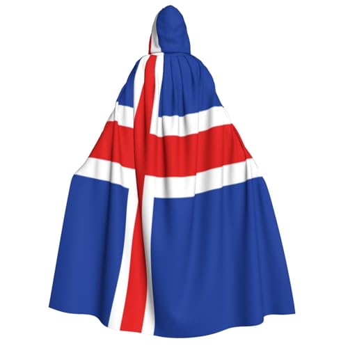 KIRROWE Umhang mit Kapuze für Erwachsene, Motiv: Flagge Islands, perfektes Kostüm für Halloween, Cosplays und Mottopartys KIRROWE Umhang mit Kapuze für Erwachsene, Motiv: Flagge Islands, perfektes Kostüm für Halloween, Cosplays und Mottopartys von KIRROWE