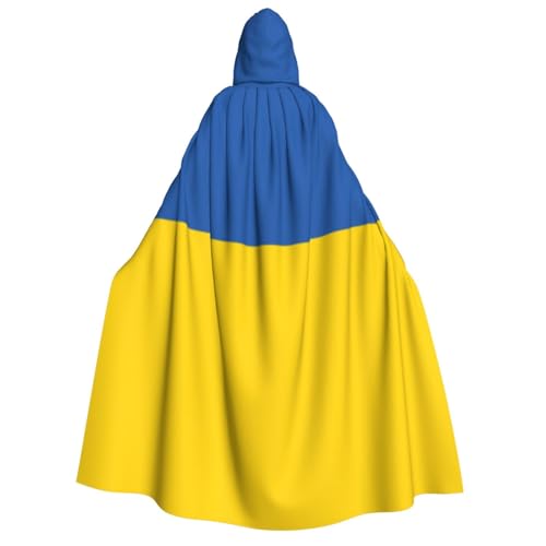 KIRROWE Umhang mit Kapuze für Erwachsene, Motiv: Flagge der Ukraine, perfektes Kostüm für Halloween, Cosplays und Mottopartys KIRROWE Umhang mit Kapuze für Erwachsene, Motiv: Flagge der Ukraine, perfektes Kostüm für Halloween, Cosplays und Mottopartys von KIRROWE