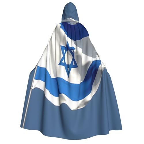 KIRROWE Umhang mit Kapuze und flatternder israelischer Flagge für Erwachsene – perfektes Kostüm für Halloween, Cosplays und Mottopartys KIRROWE Umhang mit Kapuze und flatternder israelischer Flagge für Erwachsene – perfektes Kostüm für Halloween, Cosplays und Mottopartys von KIRROWE