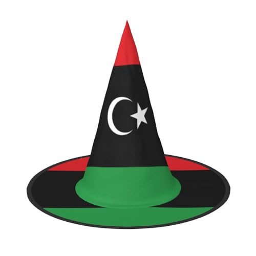 Libysche Flagge Halloween Hexenhut Hexenhut für Kinder und Frauen, ideal für Halloween Party und Kostüme von KIRROWE