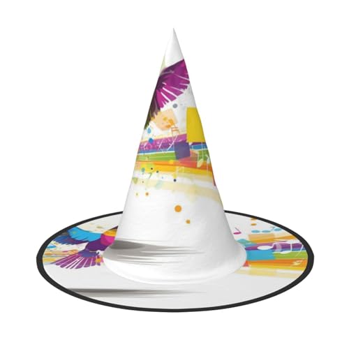 Singender Papagei Hexenhut für Halloween, Hexenhut für Kinder und Frauen, ideal für Halloweenparty und Kostüme von KIRROWE