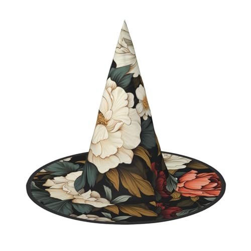 Weiße und rote Blumen Hexenhut für Halloween, Hexenhut für Kinder und Frauen, ideal für Dekorationen und Halloweenparty Kostüme Weiße und rote Blumen Hexenhut für Halloween, Hexenhut für Kinder und Frauen, ideal für Dekorationen und Halloweenparty Kostüme von KIRROWE