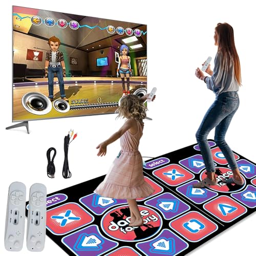 KISABAER Tanzmatte für Erwachsene und Kinder, doppelte elektronische Tanzmatte mit kabellosem Controller, kabelloses Tanzspiel, rutschfest, für Fernseher, Geschenk für Kinder (B) von KISABAER