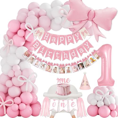 1.Geburtstag Mädchen Deko, Rosa Weiß Luftballon 1.Geburtstag, Party Dekorationen, Hochstuhl Banner, Geburtstagsdeko 1 Jahr Mädchen 1.Geburtstag Mädchen Deko, Rosa Weiß Luftballon 1.Geburtstag, Party Dekorationen, Hochstuhl Banner, Geburtstagsdeko 1 Jahr Mädchen von KISPATTI