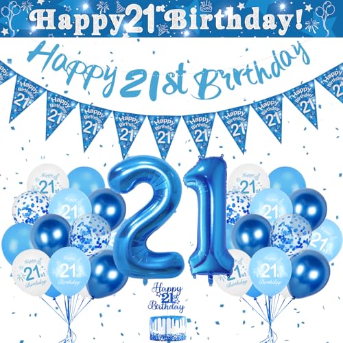 21 Geburtstag Deko, Luftballon 21. Geburtstag Blau,Happy Birthday Banner, Blau Riesen Folienballon Zahl 21. Luftballon Dekoration 21 Geburtstag Deko, Luftballon 21. Geburtstag Blau,Happy Birthday Banner, Blau Riesen Folienballon Zahl 21. Luftballon Dekoration von KISPATTI