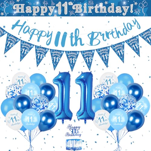 Luftballon 11. Geburtstag Blau, 11. Geburtstagsdeko Jungen, Happy Birthday Girlande Banner, Ballon 11 Deko zum Geburtstag, Riesen Folienballon Zahl 11, Geburtstagsdeko 11 Jahre für Junge Luftballon 11. Geburtstag Blau, 11. Geburtstagsdeko Jungen, Happy Birthday Girlande Banner, Ballon 11 Deko zum Geburtstag, Riesen Folienballon Zahl 11, Geburtstagsdeko 11 Jahre für Junge von KISPATTI