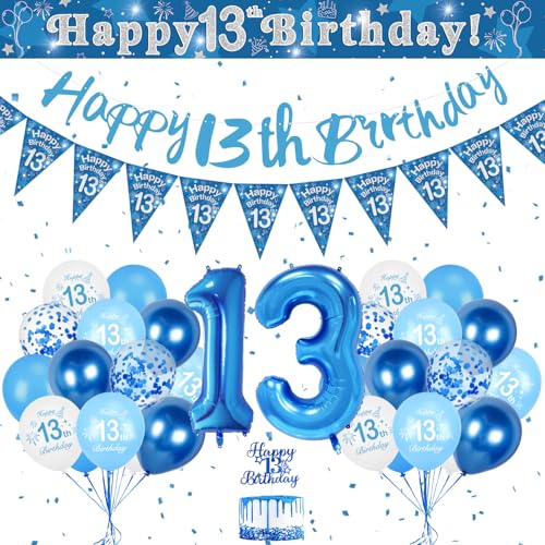 Luftballon 13. Geburtstag Blau, 13. Geburtstag Jungen, Ballon 13 Deko zum Geburtstag, Riesen Folienballon Zahl 13, Happy Birthday Girlande Banner, Geburtstagsdeko 13 Jahre für Junge Luftballon 13. Geburtstag Blau, 13. Geburtstag Jungen, Ballon 13 Deko zum Geburtstag, Riesen Folienballon Zahl 13, Happy Birthday Girlande Banner, Geburtstagsdeko 13 Jahre für Junge von KISPATTI