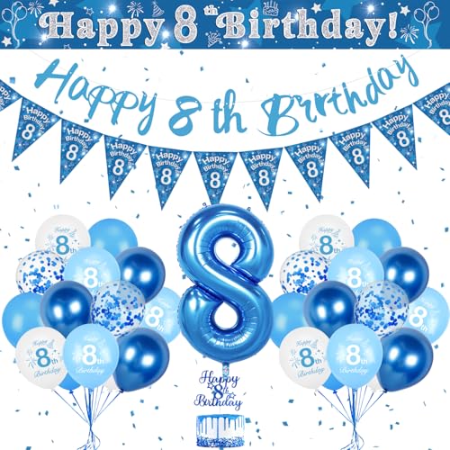 Luftballon 8. Geburtstag Blau, Geburtstagsdeko 8 Jahr Junge, 32 Zoll Blau Luftballons Zahlen 8, Deko 8. Geburtstag Junge Happy Birthday Banner Kindergeburtstag Deko Luftballon 8. Geburtstag Blau, Geburtstagsdeko 8 Jahr Junge, 32 Zoll Blau Luftballons Zahlen 8, Deko 8. Geburtstag Junge Happy Birthday Banner Kindergeburtstag Deko von KISPATTI