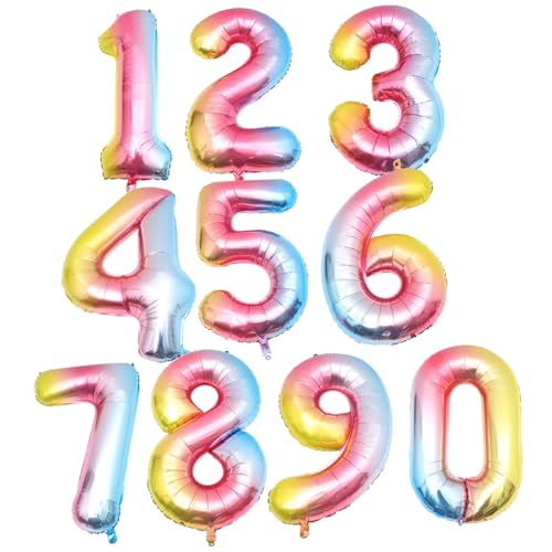 KITANDOVE 10 Stück Zahlenballons Geburtstagsparty Dekoration Zahlenförmige Luftballons Aluminiumfolienballons Zahlendekor Party Dekorationsballons Partydekorationen Geburtstag von KITANDOVE