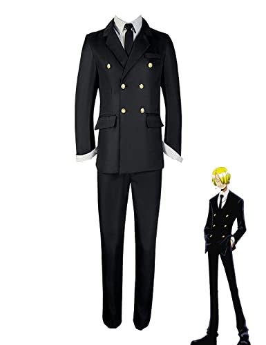 Anime Cosplay Kostüm, einteilig, Vinsmoke Sanji Jacke, Anzug, Hemd, Outfits, Halloween, Party, Unisex Uniform (3XL) von KITAT