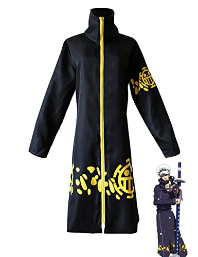 Anime Cosplay Kostüm Einteiliger Trafalgar Law Cloak Hut Chirurgen Uniform Outfits Halloween Party Unisex Overcoat (Groß, Mantel) von KITAT