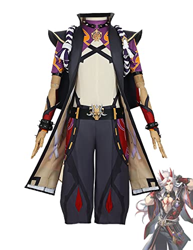 Anime Cosplay Kostüm Genshin Impact Arataki Itto Spiel Sets Halloween Party Uniform Outfits mit Zubehör (groß) von KITAT