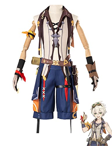 Anime Cosplay Kostüm Genshin Impact Bennett Spiel Sets Halloween Party Uniform Outfits mit Zubehör (X-Small) von KITAT