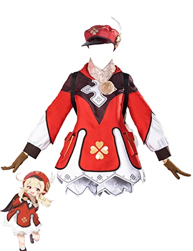 Anime Cosplay Kostüm Genshin Impact Klee Kleid Full Set Halloween Party Cute Uniform mit Hut (Small) von KITAT