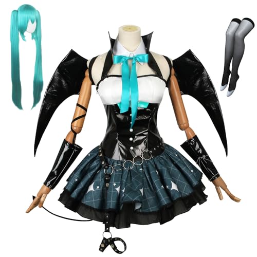 Anime-Kostüm für Damen, mit Flügeln, Uniform, Anzug, Halloween, Party-Outfit mit Perücke, Größe L, Kleidung und Perücke Anime-Kostüm für Damen, mit Flügeln, Uniform, Anzug, Halloween, Party-Outfit mit Perücke, Größe L, Kleidung und Perücke von KITAT