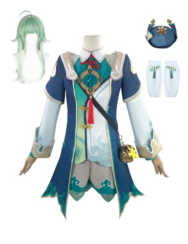 HuoHuo Cosplay-Kostüm, Anime-Honkai-Stern-Schienenkleid, komplettes Set, Uniform, Halloween-Party-Outfit mit Perücke (S, Kleidung + Perücke) von KITAT