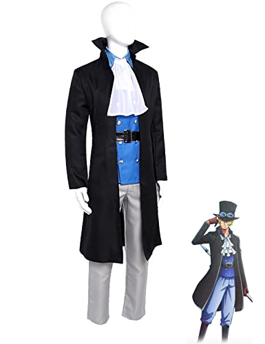 One Piece Sabo Cosplay Anime Kostüm Mantel Uniform Set mit Hut für Herren Jungen (X-Large) von KITAT