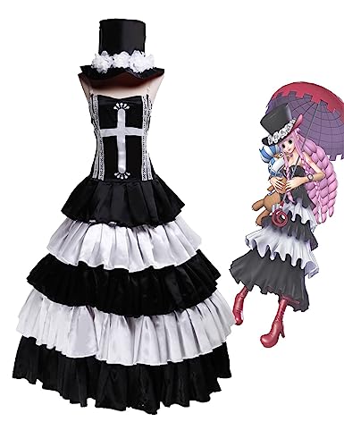 Perona Cosplay Anime Kostüm Halloween Geist Prinzessin Gothic Lolita Kleid mit Hut (Medium) von KITAT