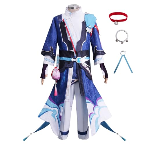 Yanqing Anime Honkai Star Rail Full Set Uniform Halloween Party Outfit mit Perücke (XXXL, Kleidung) von KITAT