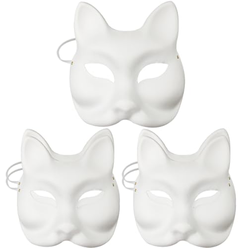 KITRDOOR 5 Stück DIY weiße Papiermaske Katze Gesicht Zellstoff blanko handbemalt Maske Persönlichkeit Design Maske für Tanz Party Festival Performance Cosplay Halloween Masken (5 Stück Fuchs-Masken) von KITRDOOR