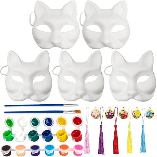 KITRDOOR 5 Stück DIY weiße Papiermaske Katze Gesicht Zellstoff blanko handbemalt Maske Persönlichkeit Design Maske für Tanz Party Festival Performance Cosplay Halloween Masken (Fox Cat Masks 5pcs) KITRDOOR 5 Stück DIY weiße Papiermaske Katze Gesicht Zellstoff blanko handbemalt Maske Persönlichkeit Design Maske für Tanz Party Festival Performance Cosplay Halloween Masken (Fox Cat Masks 5pcs) von KITRDOOR